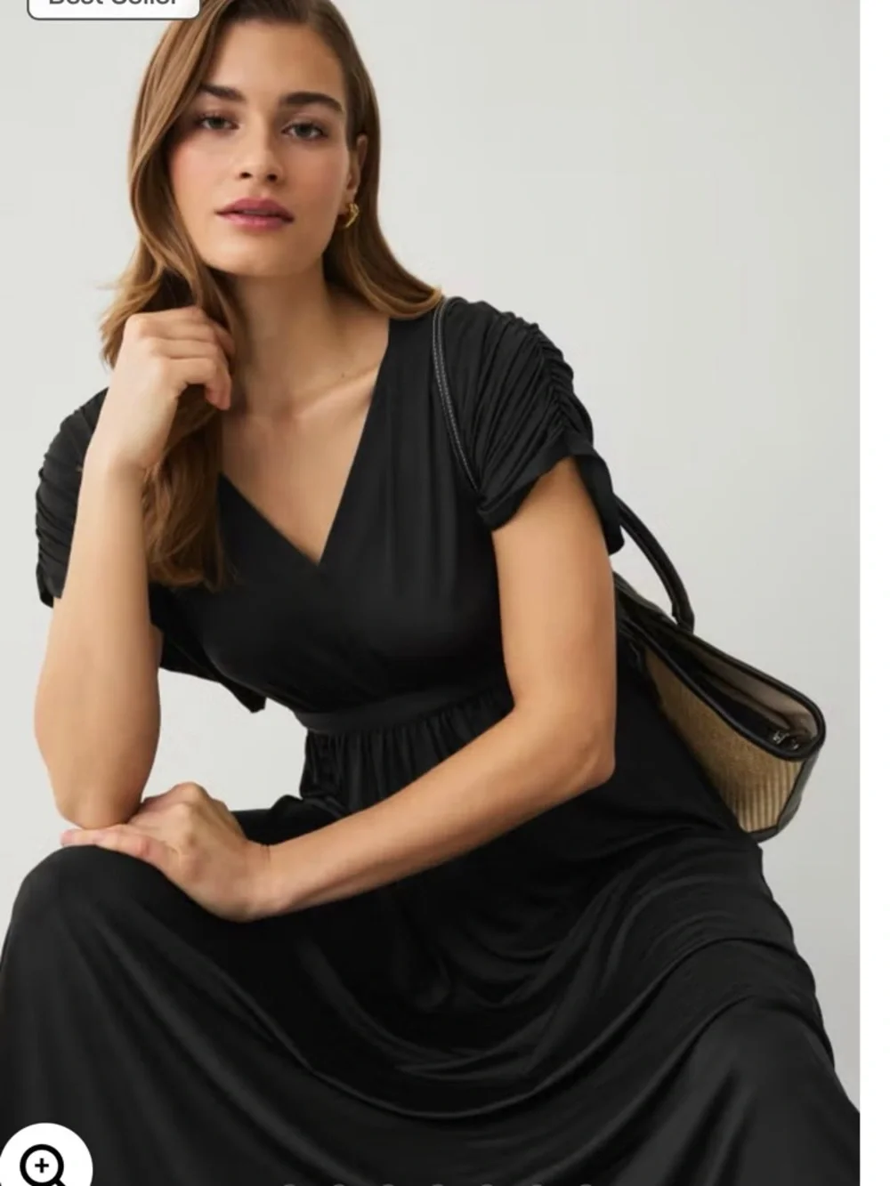 ellos Black V-Neck Puff Sleeve Maxi Dress - Picture 5 of 9